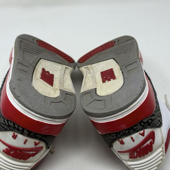 Nike Air Jordan 3 Retro Sneakers Mens 9 Fire Red White Cement Black Shoes - Picture 16 of 16